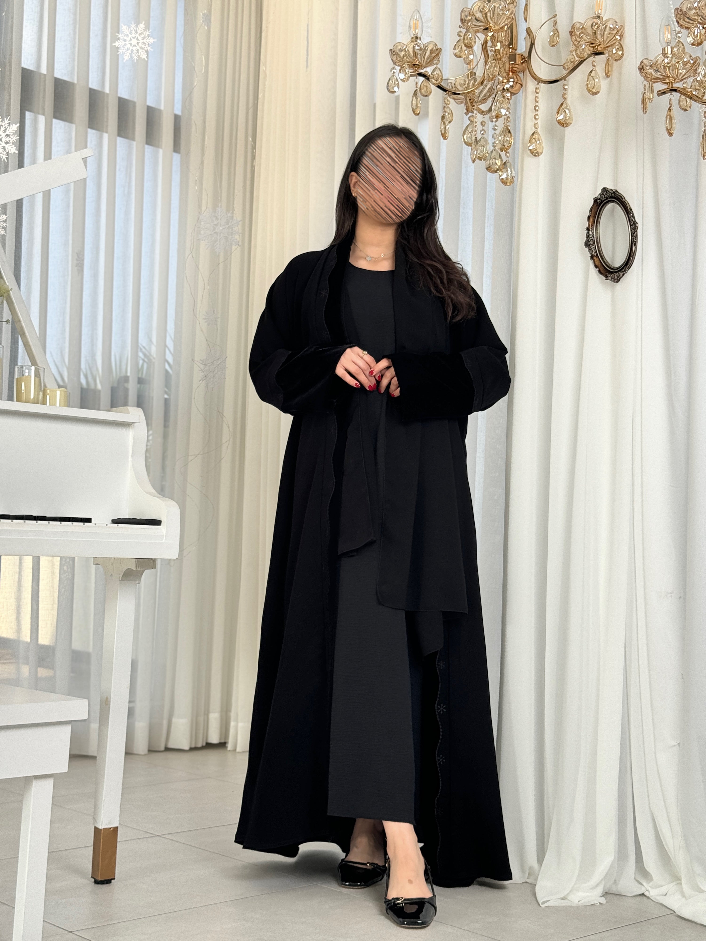 مع تطريز يدوي نص كلوش - SNA13